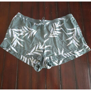 Women's Stars Above Sage Green Tropical Leaf Print Lounge Shorts Plus Size XXL